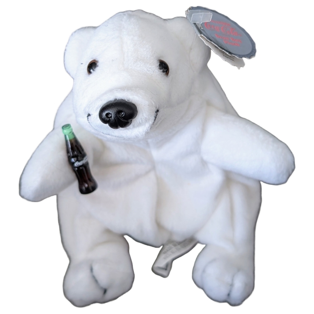Vintage 1997 Coca-Cola Polar Bear With Bottle Beanie Baby / Stuffed Animal